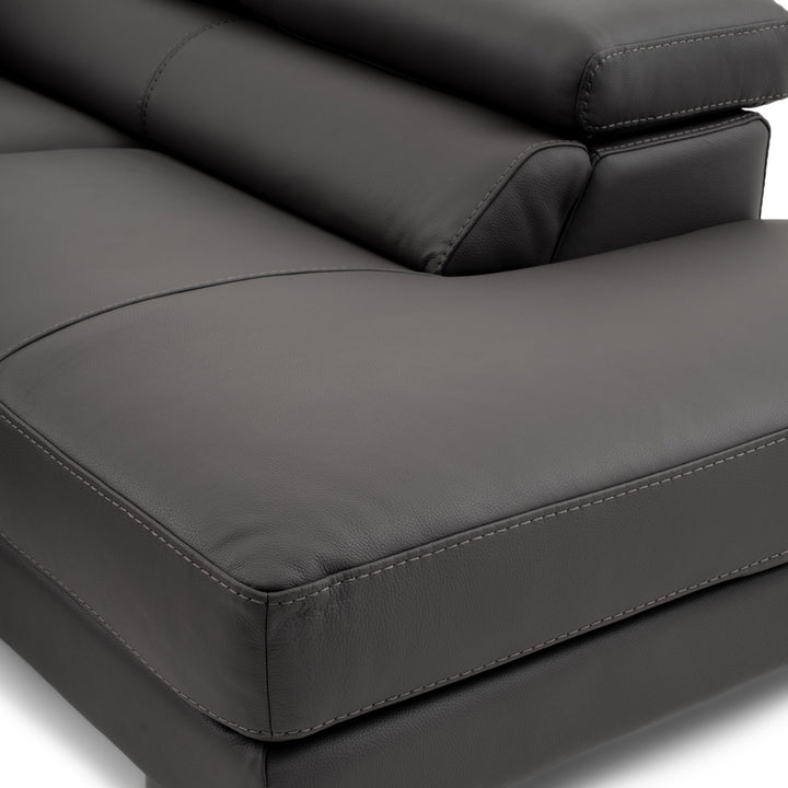 Waller Leather Sectional Sofa Dark Grey