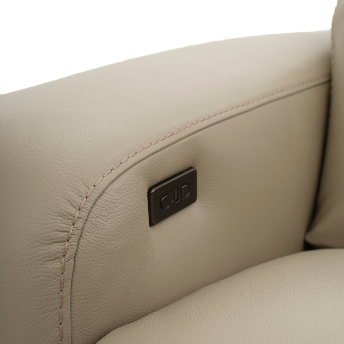 Eltha Leather Reclining Sofa Taupe