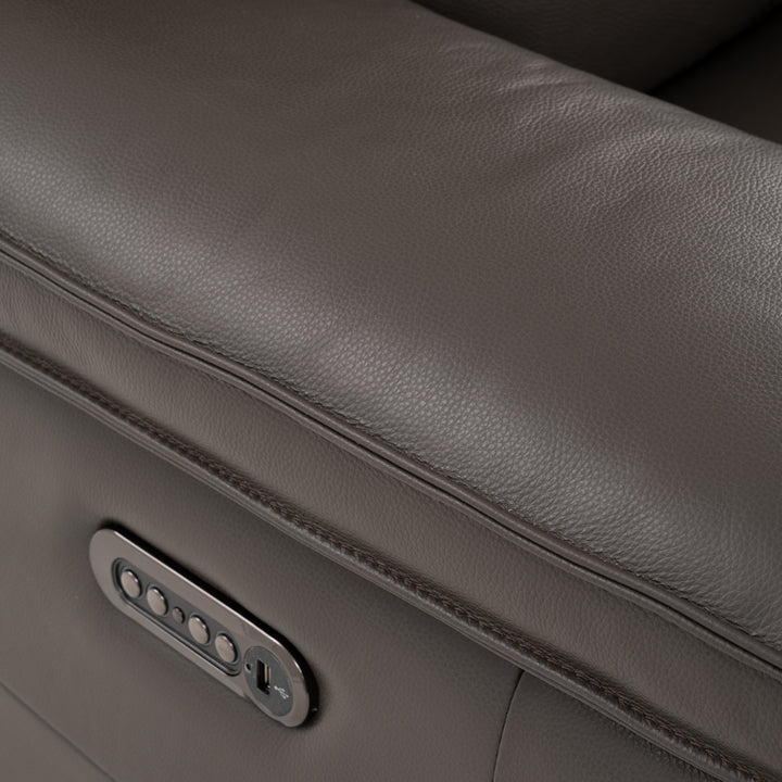 Nova Leather Reclining Loveseat Dark Grey