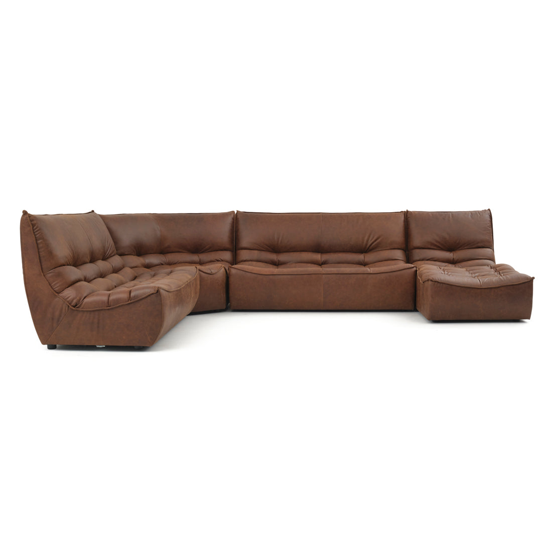 Nesto Leather Modular Set Dark Brown