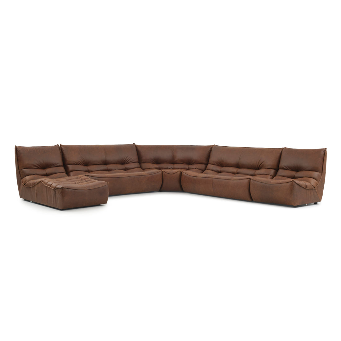 Nesto Leather Modular Set Dark Brown
