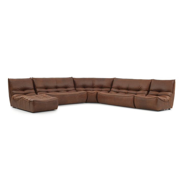 Nesto Leather Modular Set Dark Brown