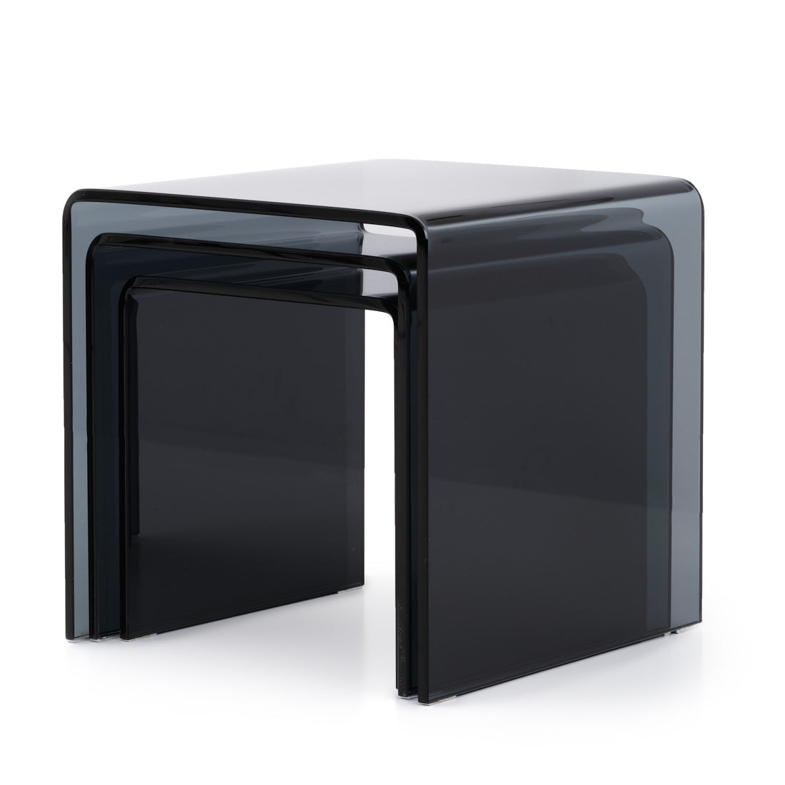 Wenzel Glass Nesting Table Dark Grey