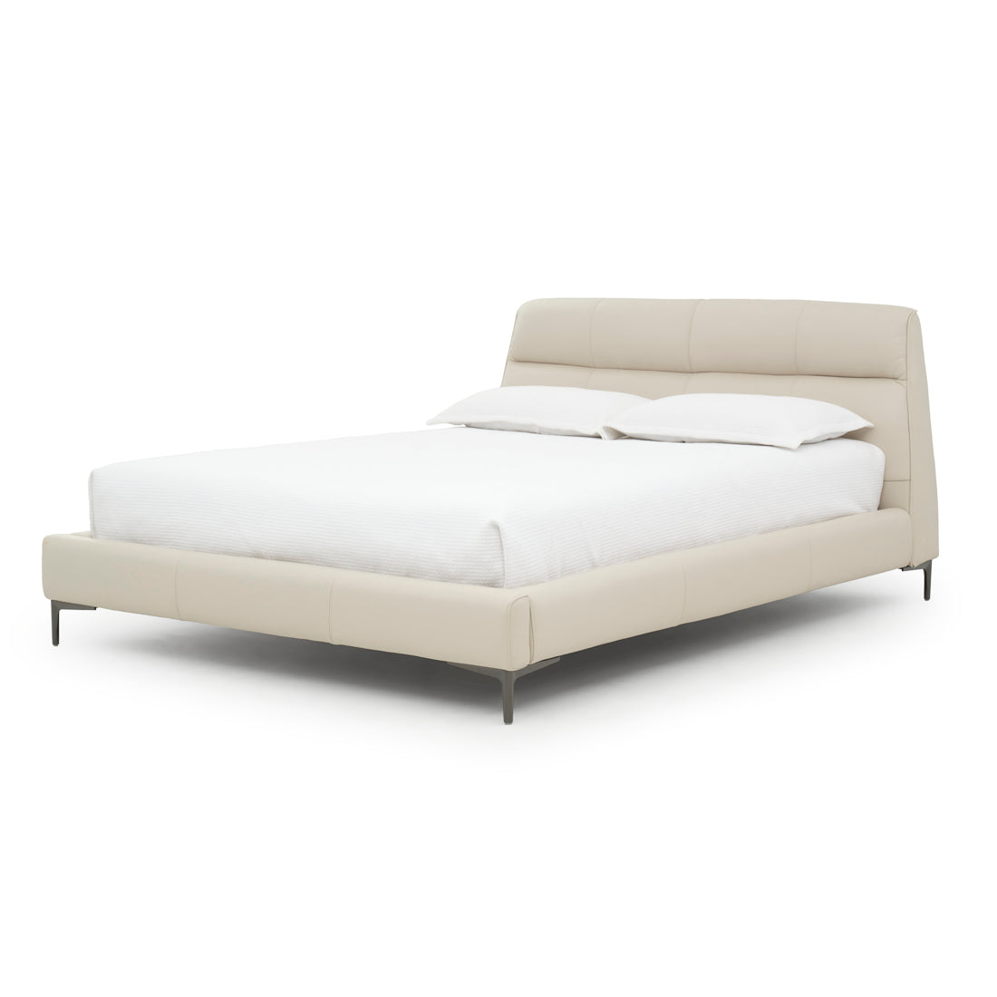 Wallace Leather King Bed Beige