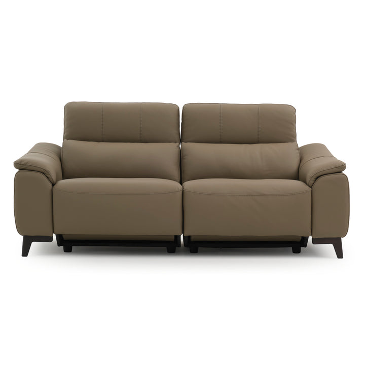 Nicola Leather Reclining Sofa Taupe