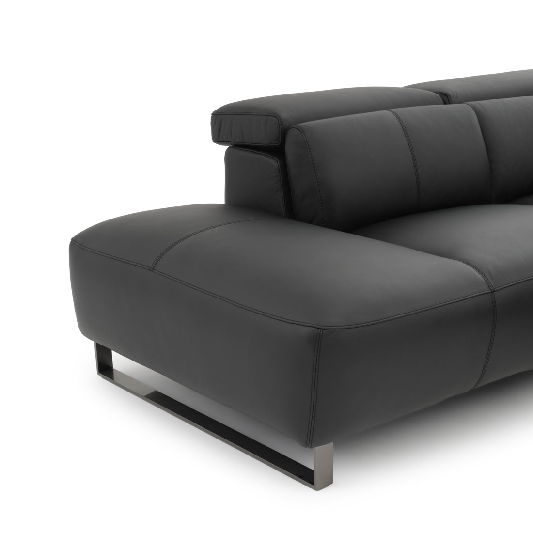 Wilberta Leather Sectional Sofa Black