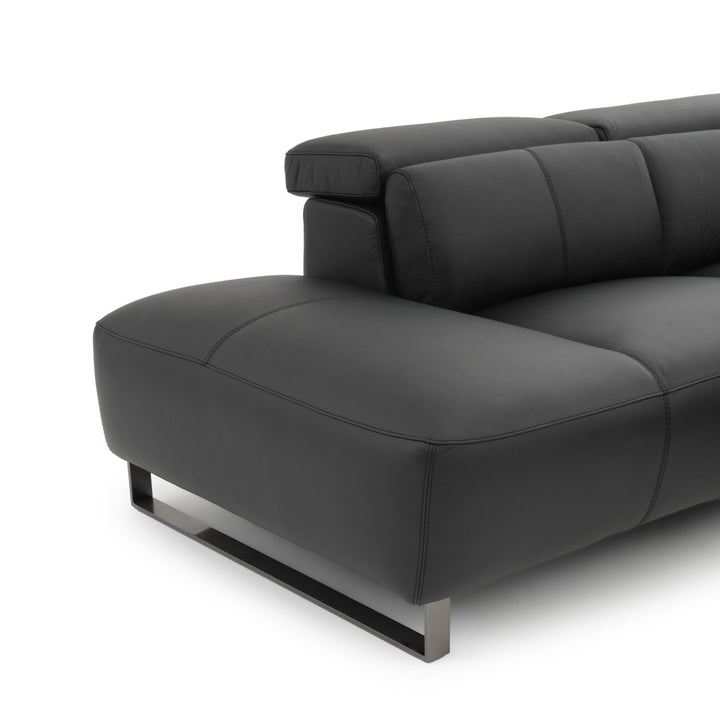 Wilberta Leather Sectional Sofa Black
