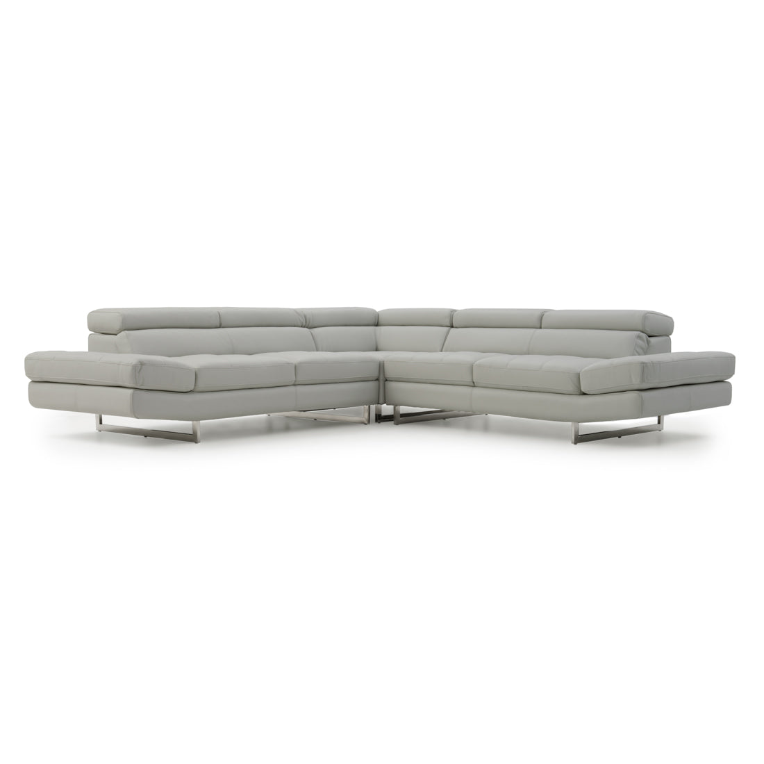 Rockland Leather Sectional Sofa Light Grey