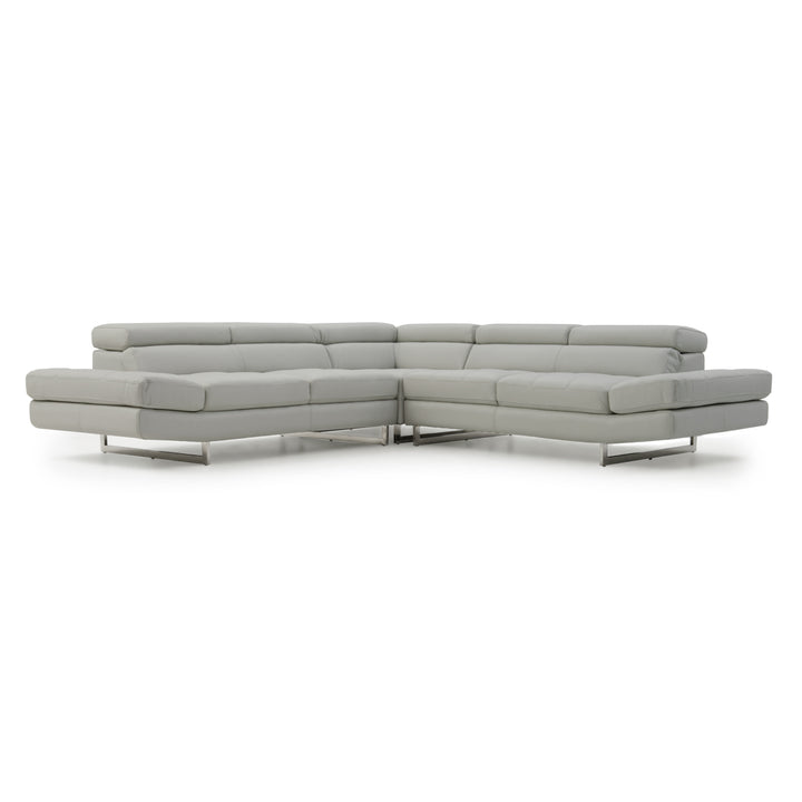 Rockland Leather Sectional Sofa Light Grey