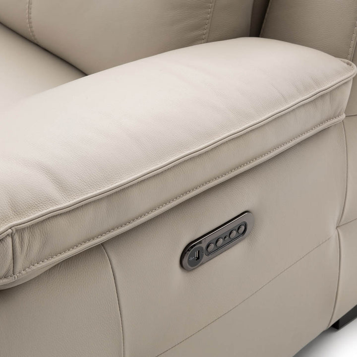 Nova Leather Reclining Sofa Light Grey