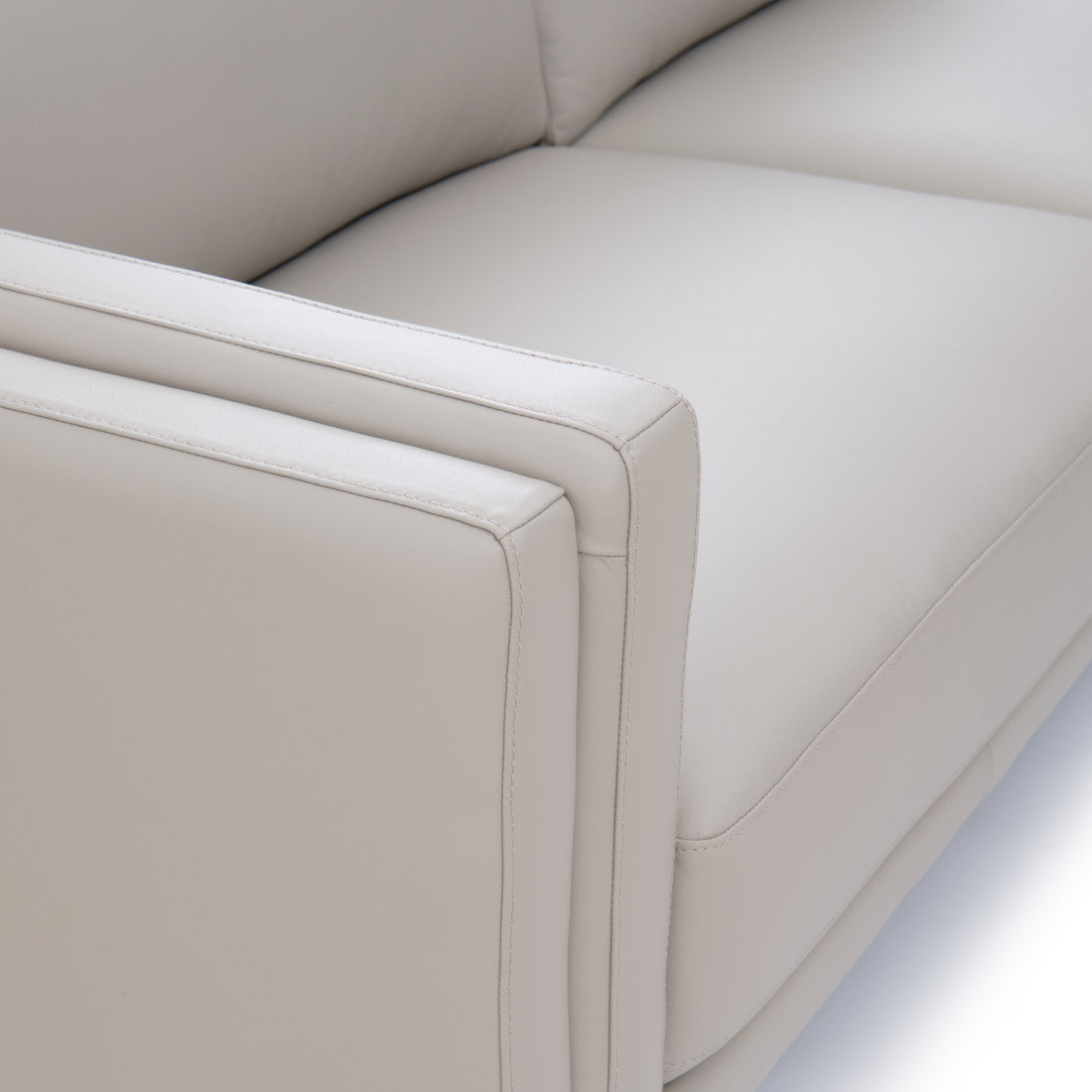 Everly Leather Sofa Light Grey