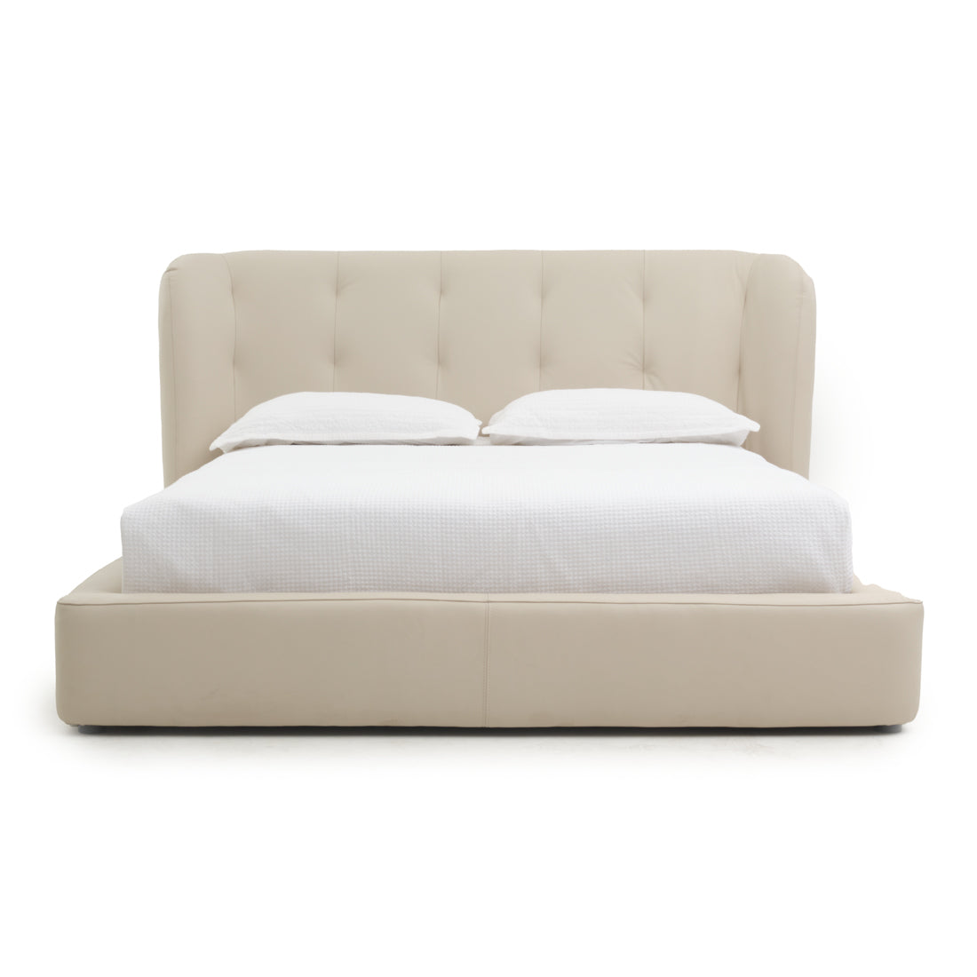Waneta Leather King Bed Beige