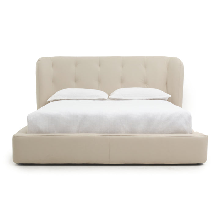 Waneta Leather King Bed Beige