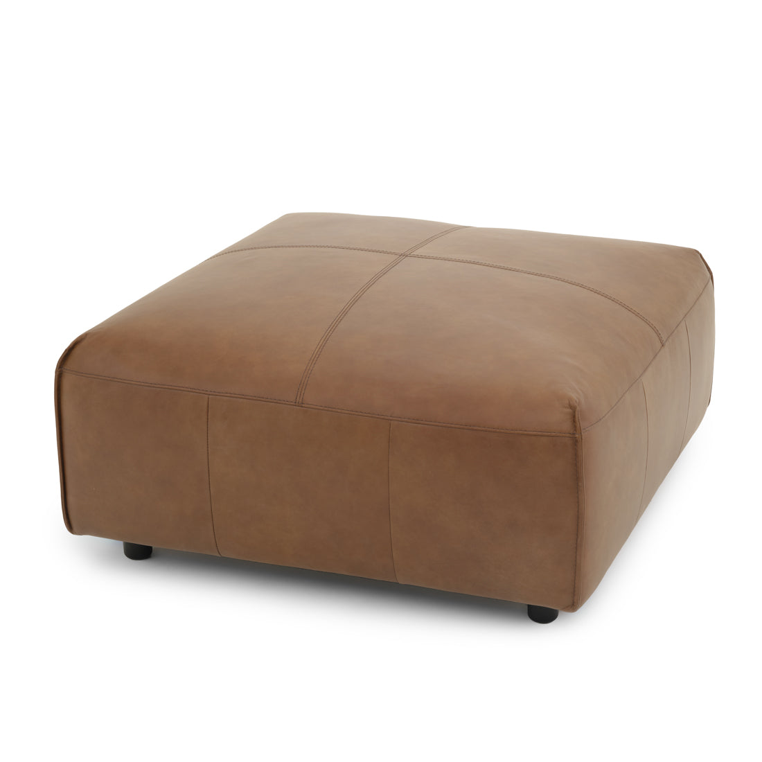 Nessa Leather Ottoman Dark Brown