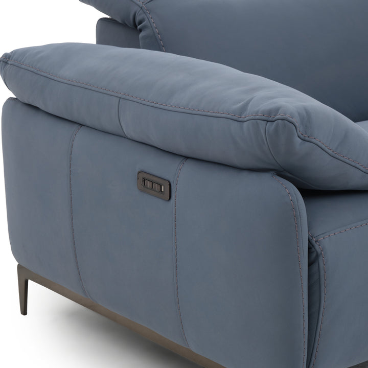 Wakely Leather Sectional Sofa Dark Blue