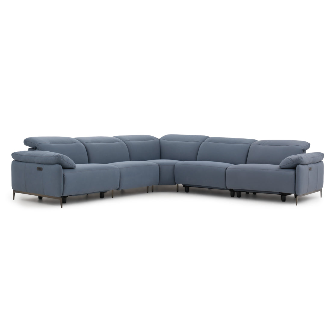 Wakely Leather Sectional Sofa Dark Blue