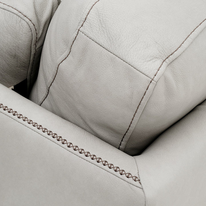 Neal Leather Accent Chair Light Grey