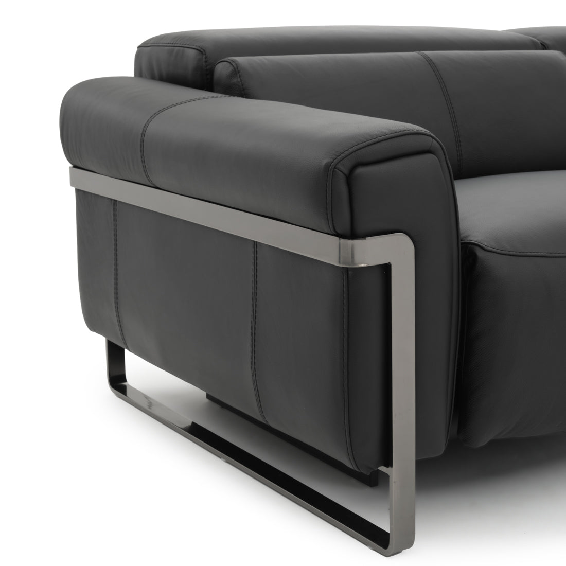 Wilberta Leather Sectional Sofa Black
