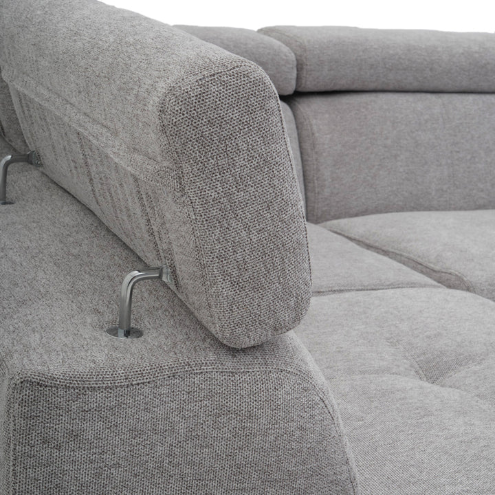 Wicek Fabric Sectional Sofa-Bed Light Grey