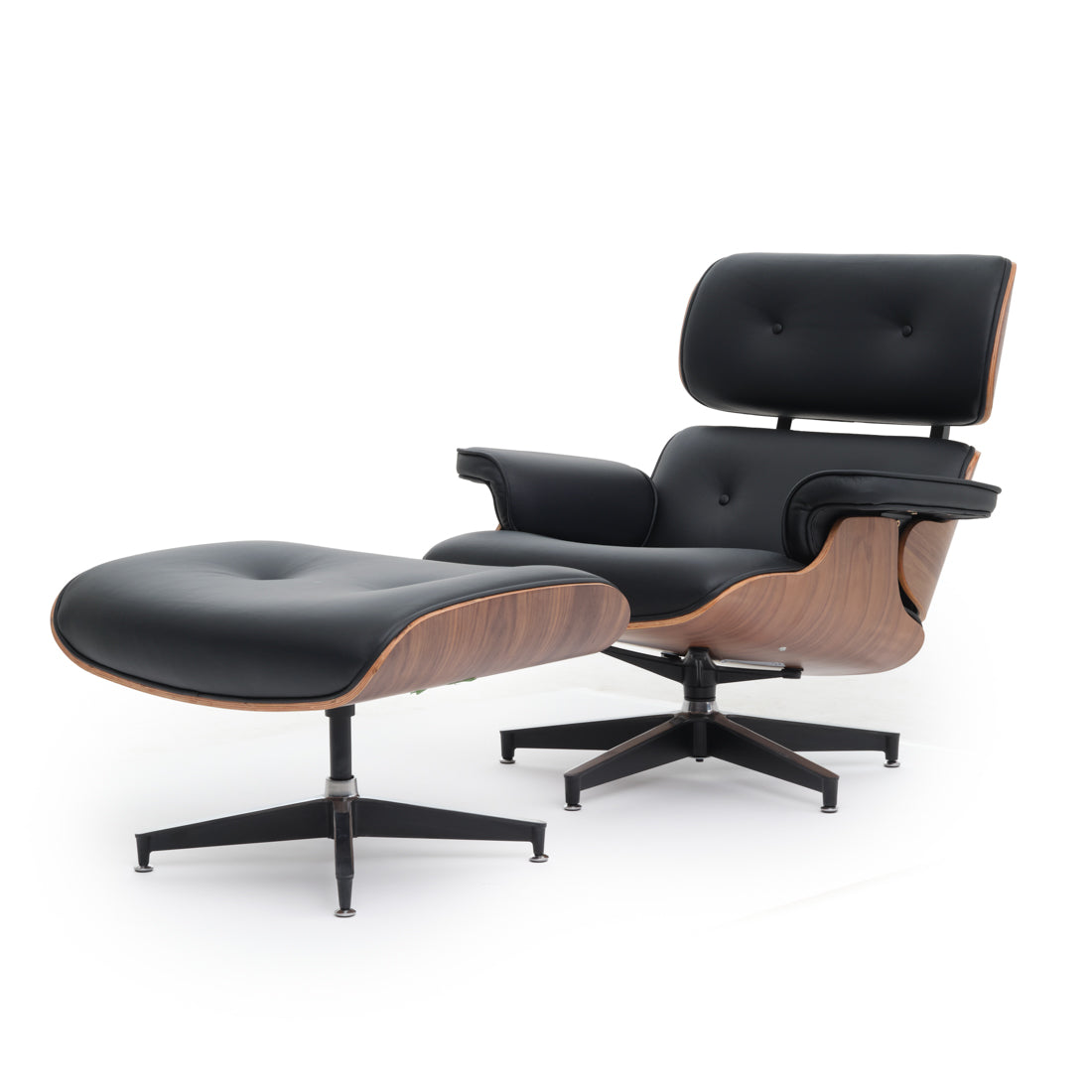 Norena Accent Chair with Ottoman Black