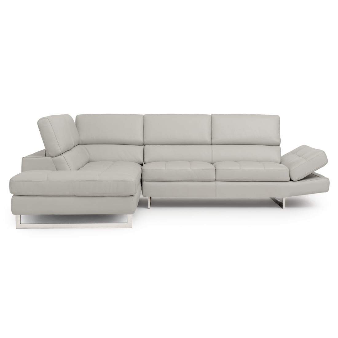 Rockland Leather Sectional Sofa Light Grey