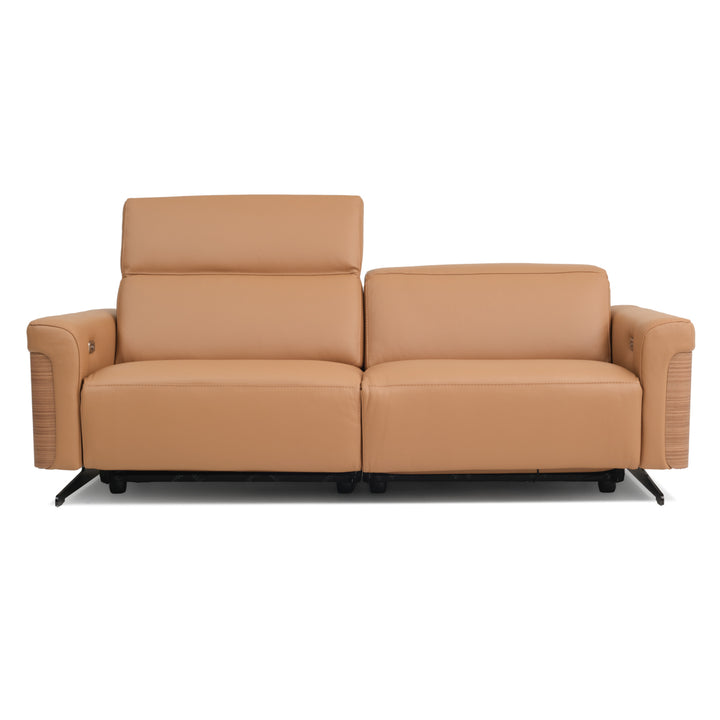 Walida Leather Reclining Sofa Cognac