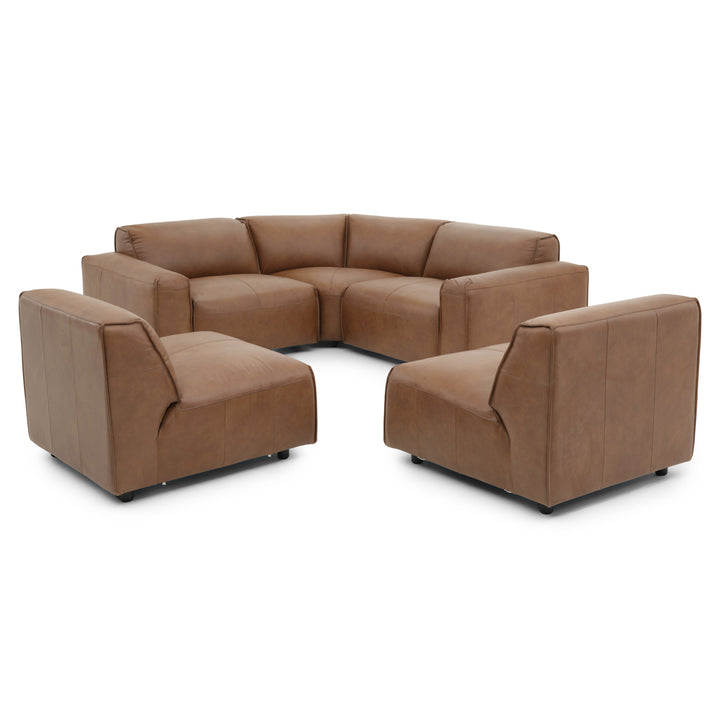 Nessa Leather Modular Set Dark Brown
