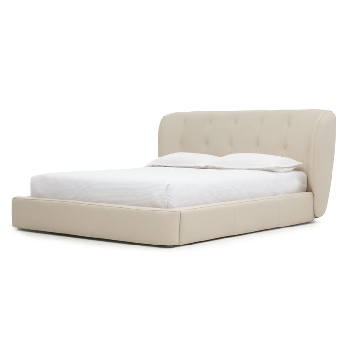 Waneta Leather King Bed Beige