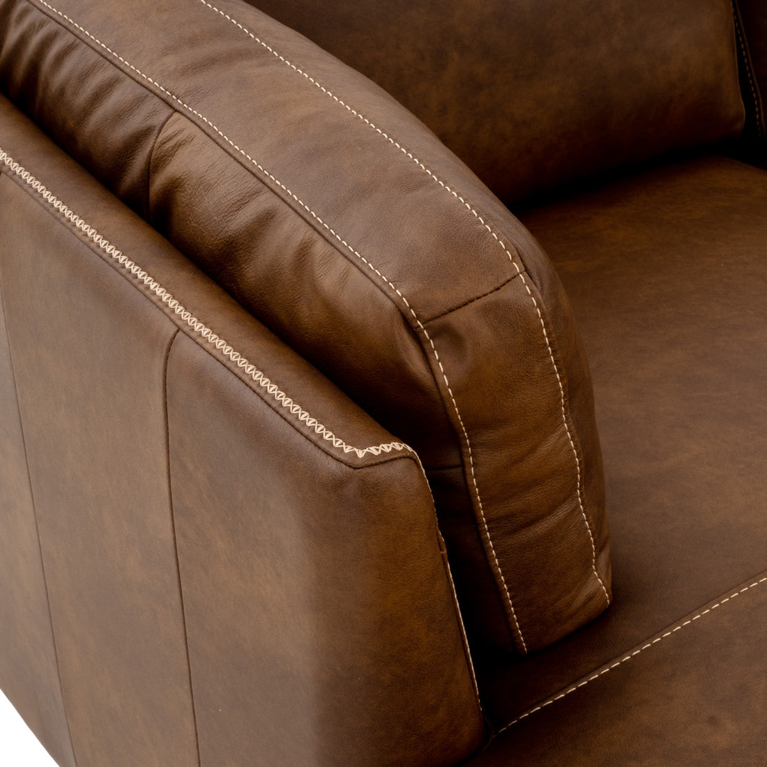 Neal Leather Sectional Sofa Cognac