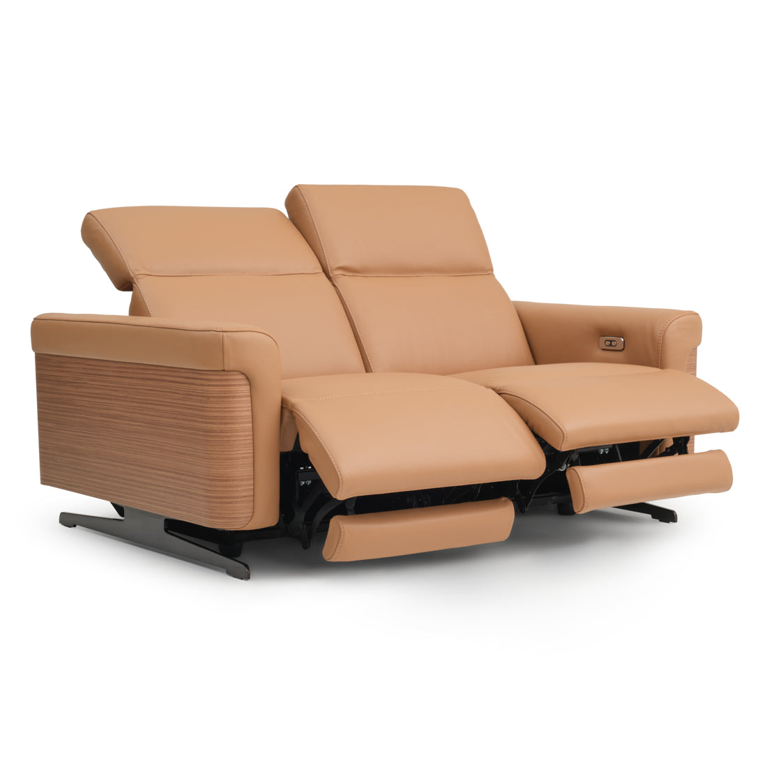 Walida Leather Reclining Loveseat Cognac