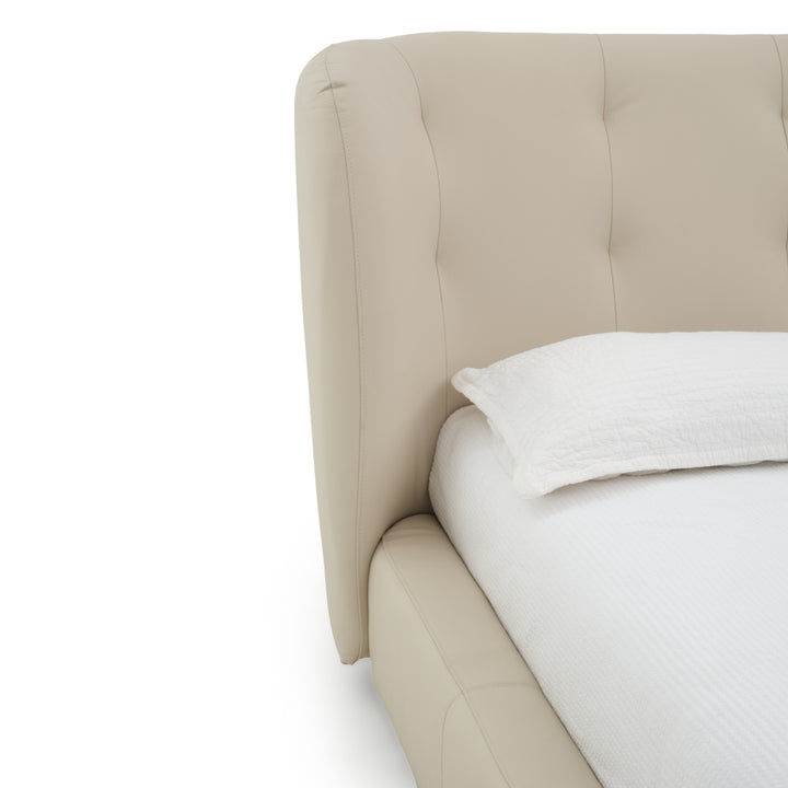 Waneta Leather King Bed Beige