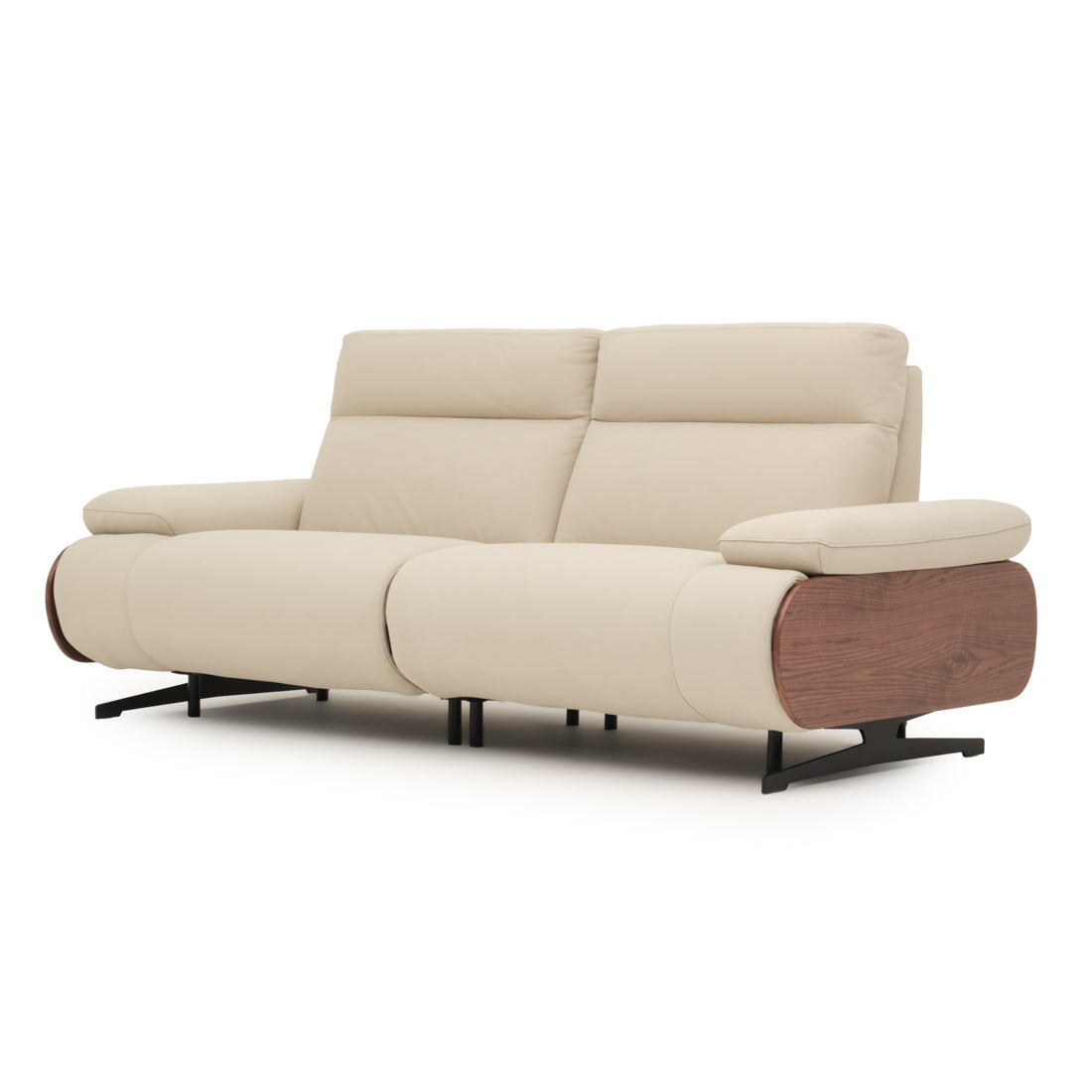 Ellery Leather Reclining Sofa Beige