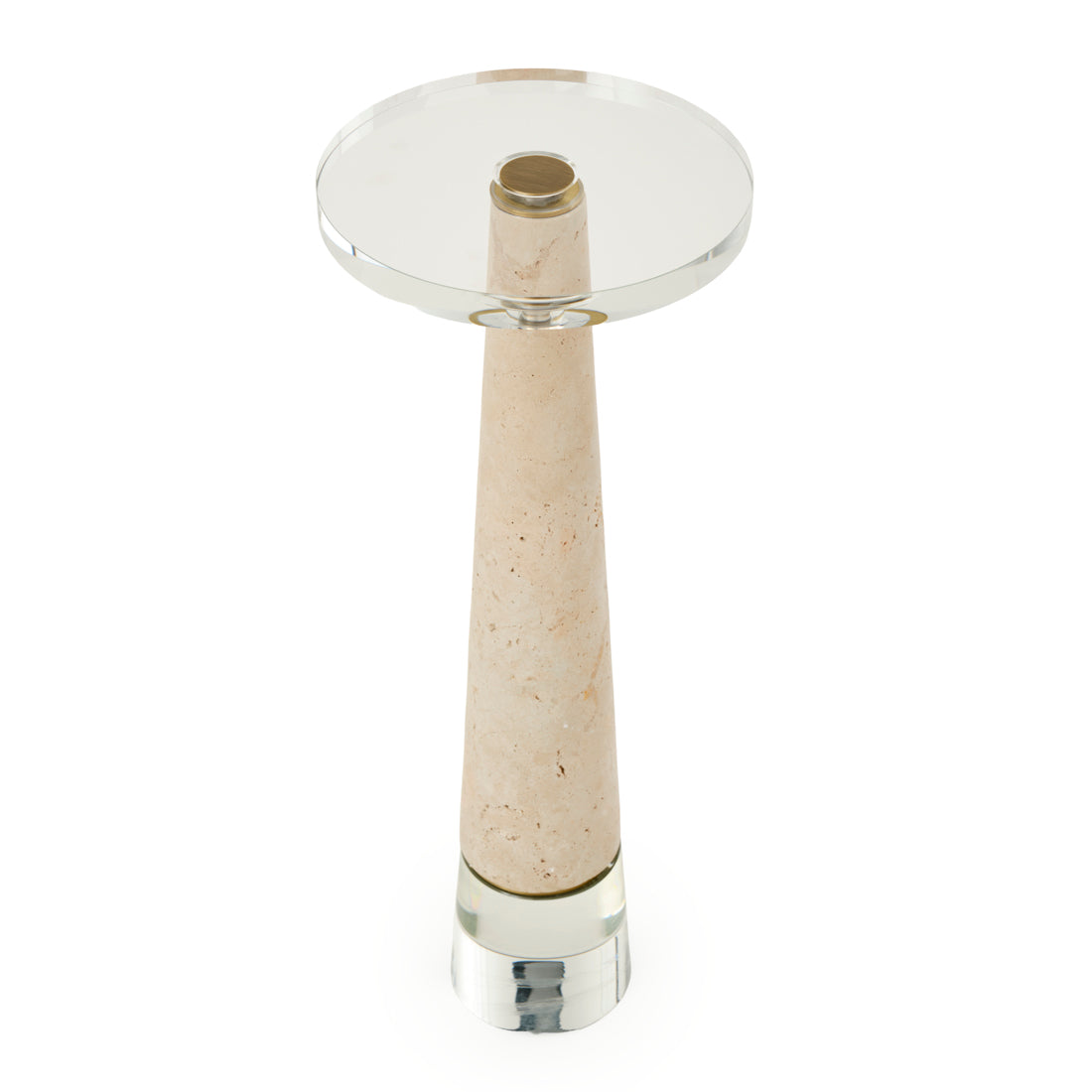 Nicasia Travertine Accent Table Light Brown