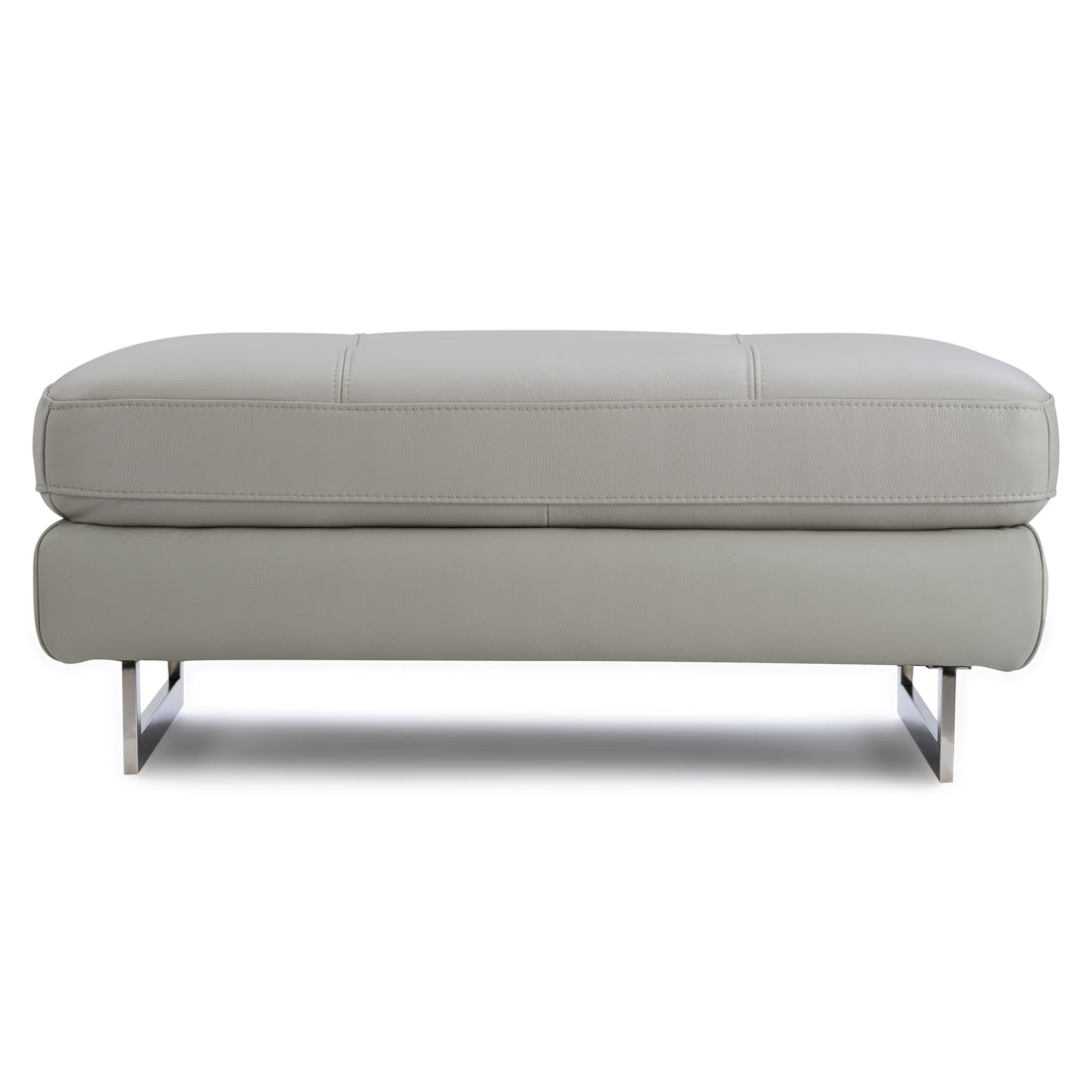 Rockland Leather Ottoman Light Grey
