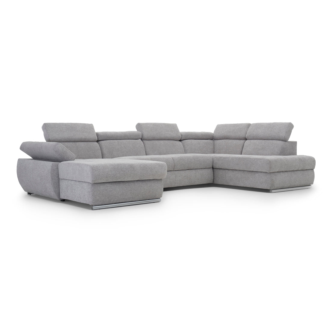 Wicek Fabric Sectional Sofa-Bed Light Grey