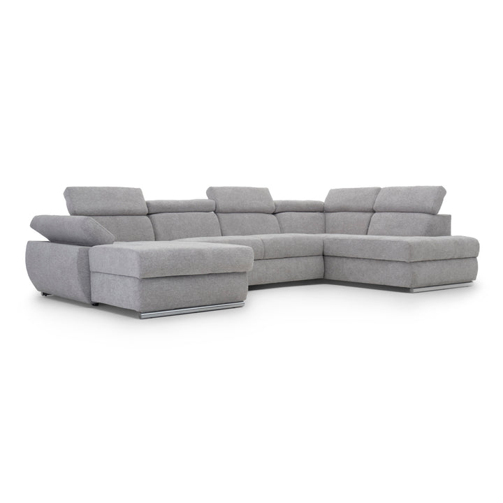 Wicek Fabric Sectional Sofa-Bed Light Grey