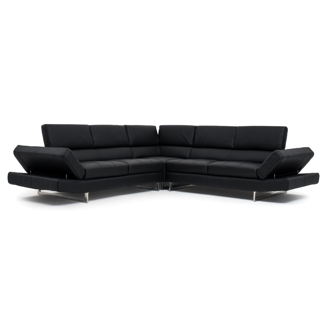 Rockland Leather Sectional Sofa Black