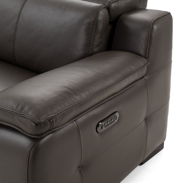 Nova Leather Reclining Sofa Dark Grey