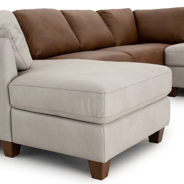 Neal Leather Sectional Sofa Light Grey