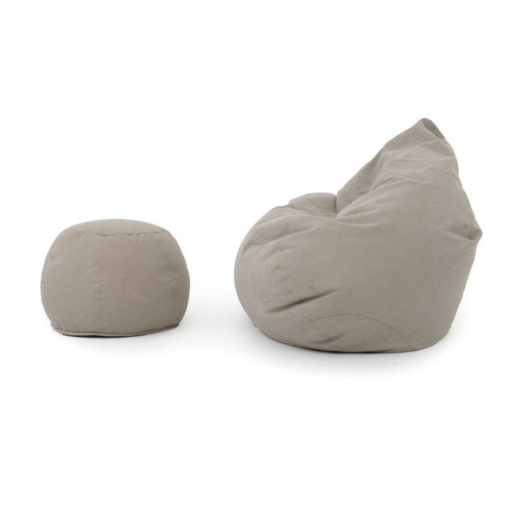 Eloka Bean Bag with Ottoman Beige