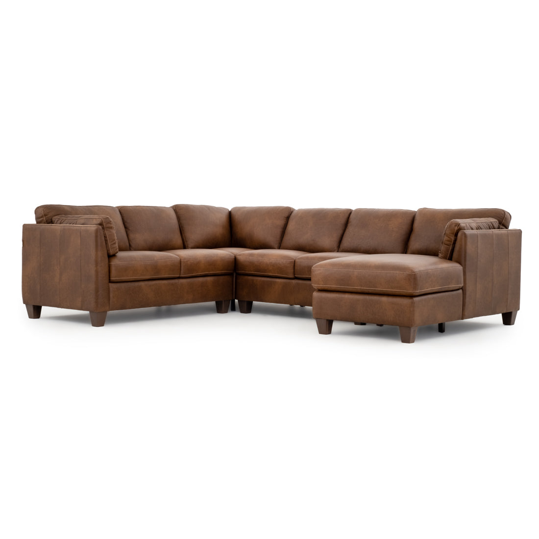 Neal Leather Sectional Sofa Cognac