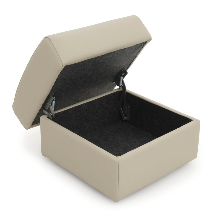 Wessa Leather Ottoman with Storage Beige