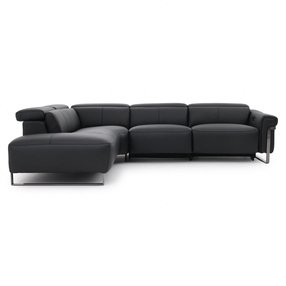 Wilberta Leather Sectional Sofa Black