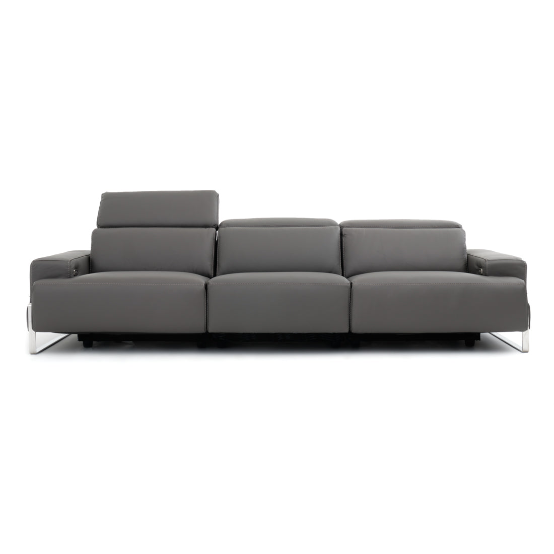 Warley Leather Reclining Sofa Light Grey
