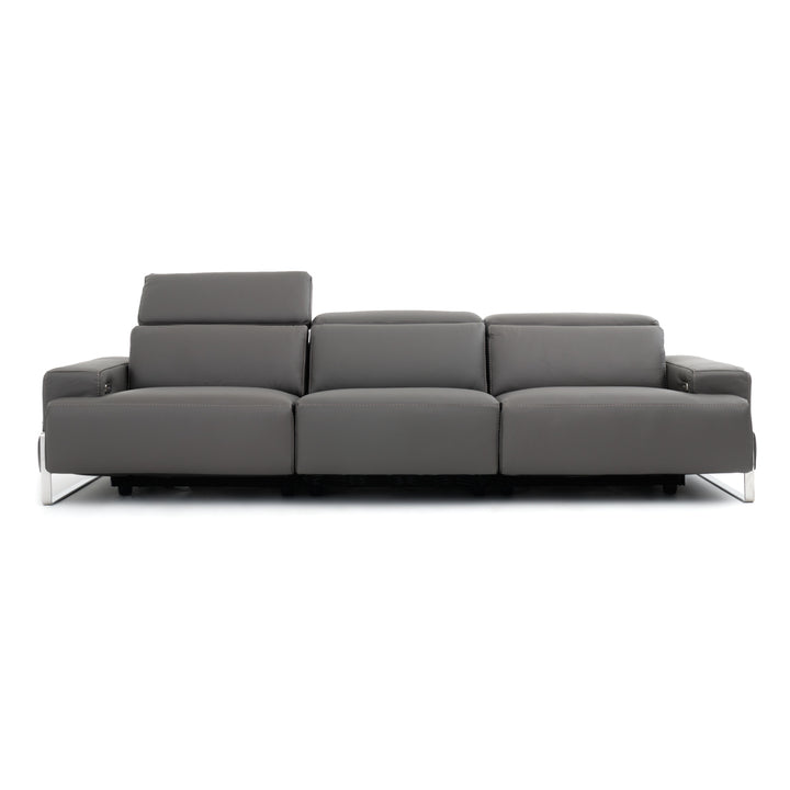 Warley Leather Reclining Sofa Light Grey