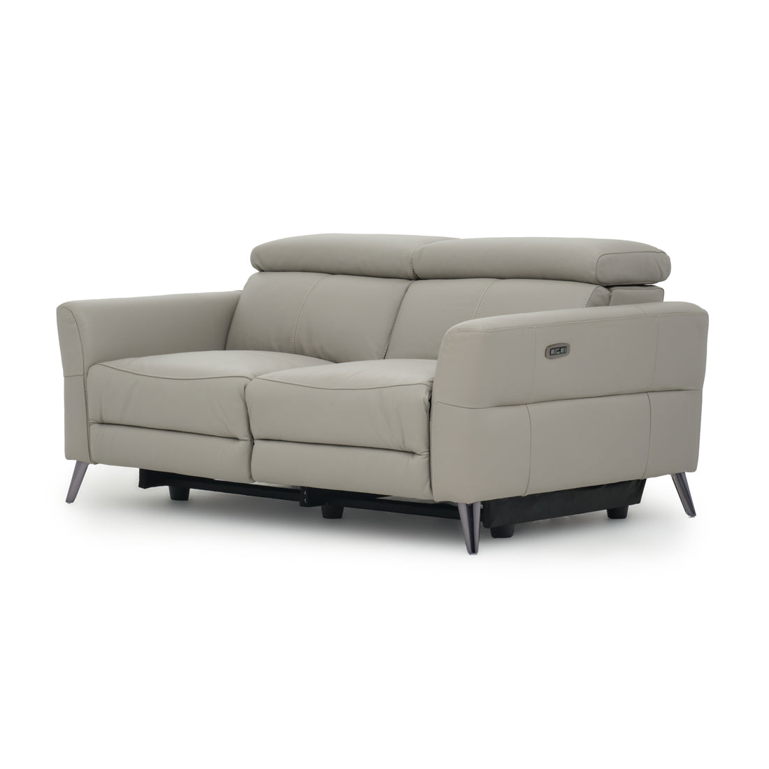 Westlyn Leather Reclining Sofa Light Grey