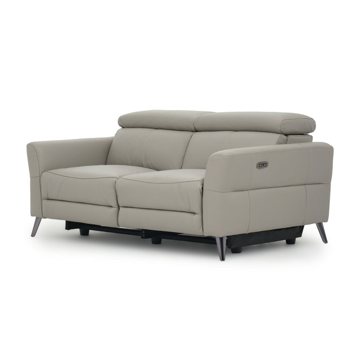 Westlyn Leather Reclining Sofa Light Grey