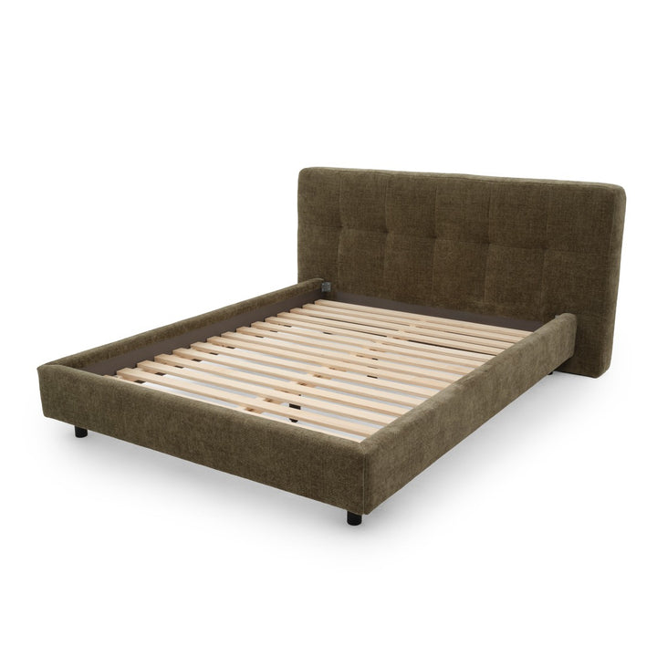 Esmarie Fabric Queen Bed Dark Green