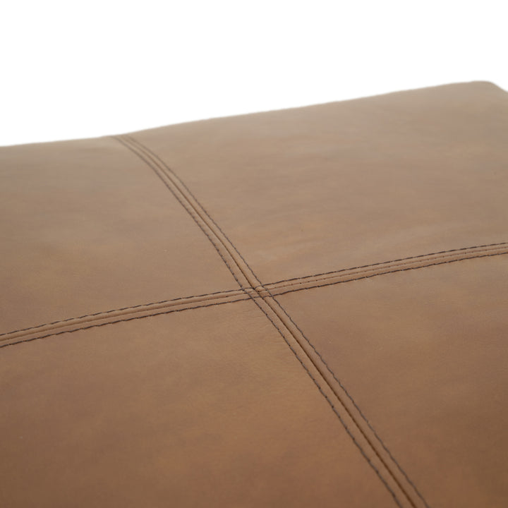 Nessa Leather Ottoman Dark Brown