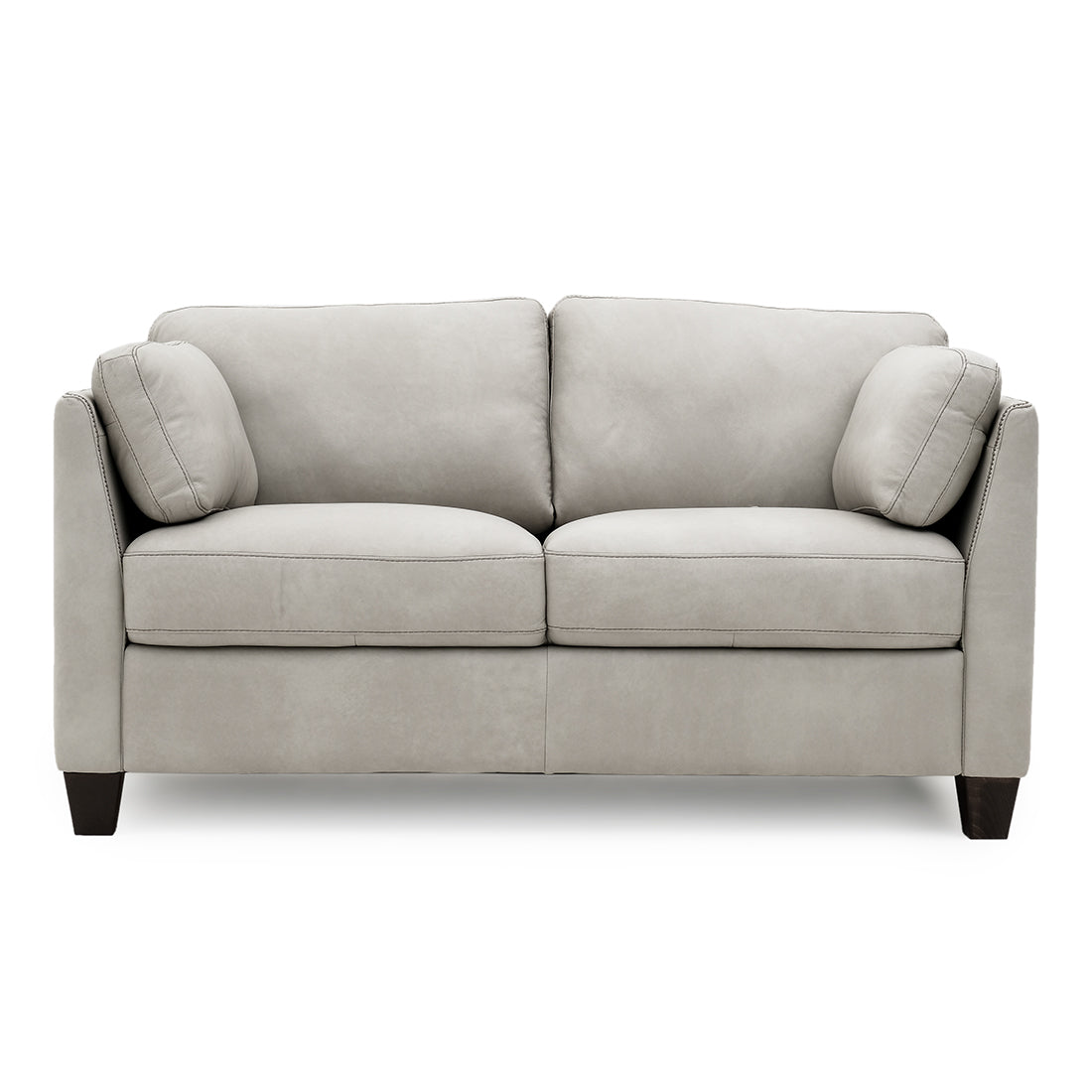 Neal Leather Loveseat Light Grey